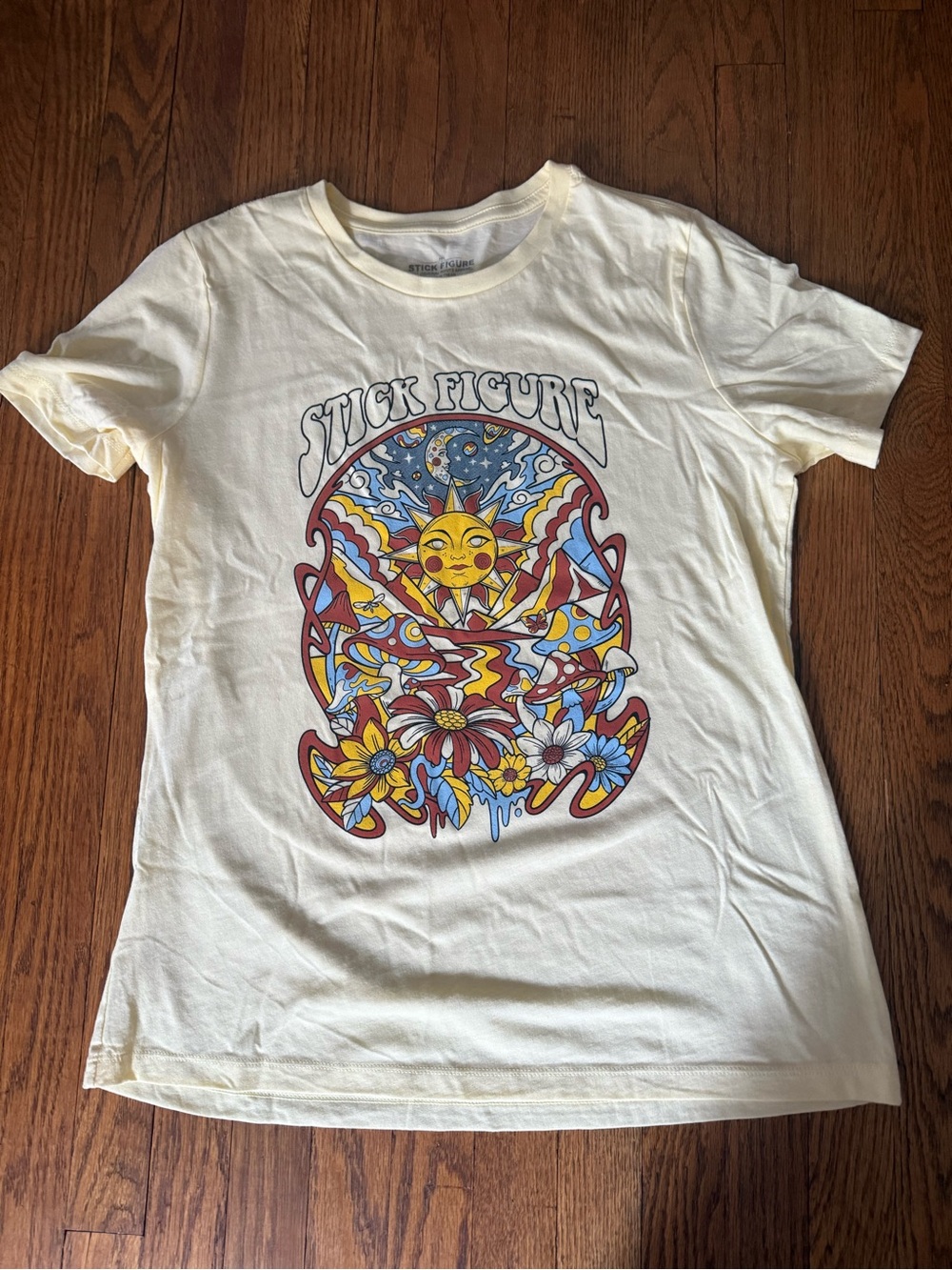 Stick Figure Sunflower Graphic Tee - Cream